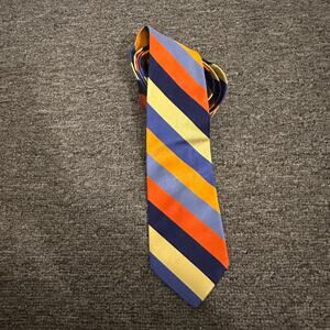 Lands’ End Orange Blue Yellow 100% Silk Tie